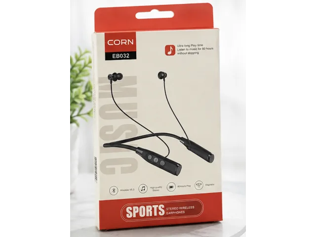 CORN EB032 Wireless V5.3 Sports Neckband Earphones – Black