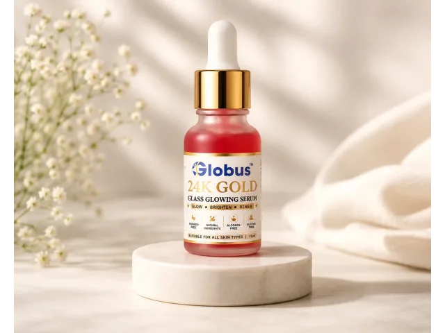 Lorvex 24K Gold Glass Glowing Serum – Premium Face Brightening & Hydrating Serum 15ml