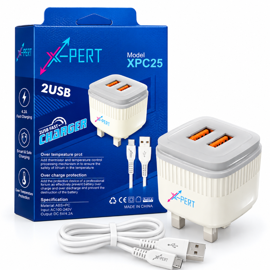 X-PERT XPC25 2 USB Charger with Micro USB Cable