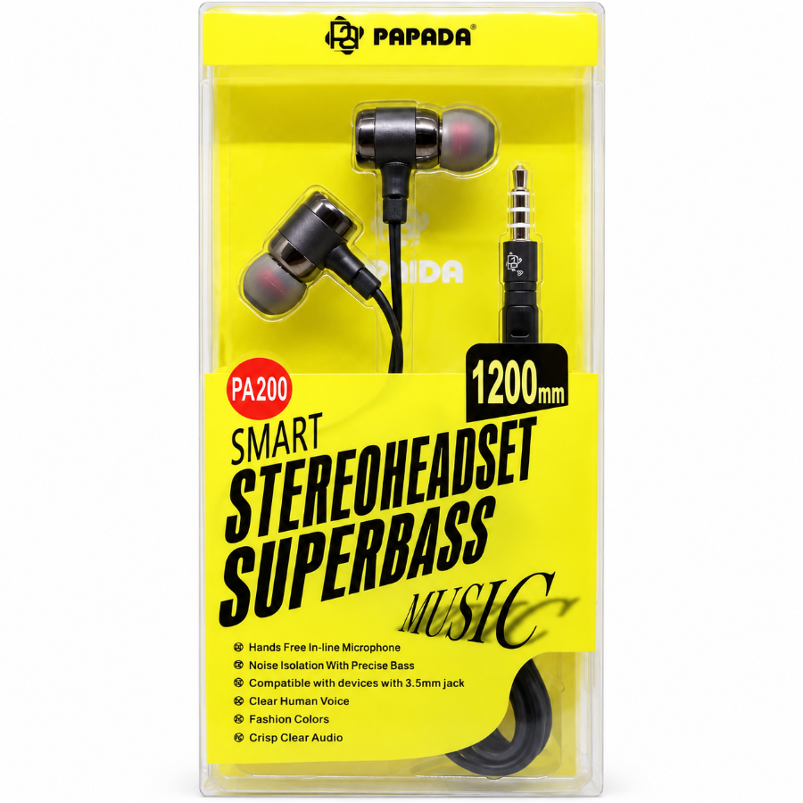 PAPADA PA200 Smart Stereo Headset Super Bass – 3.5mm Wired Earphones