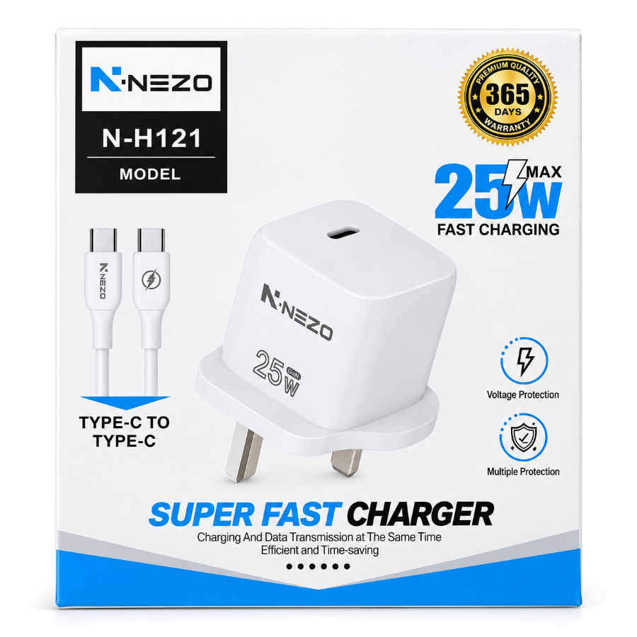 NEZO 25W GaN Fast Charger with Type-C to Type-C Cable |