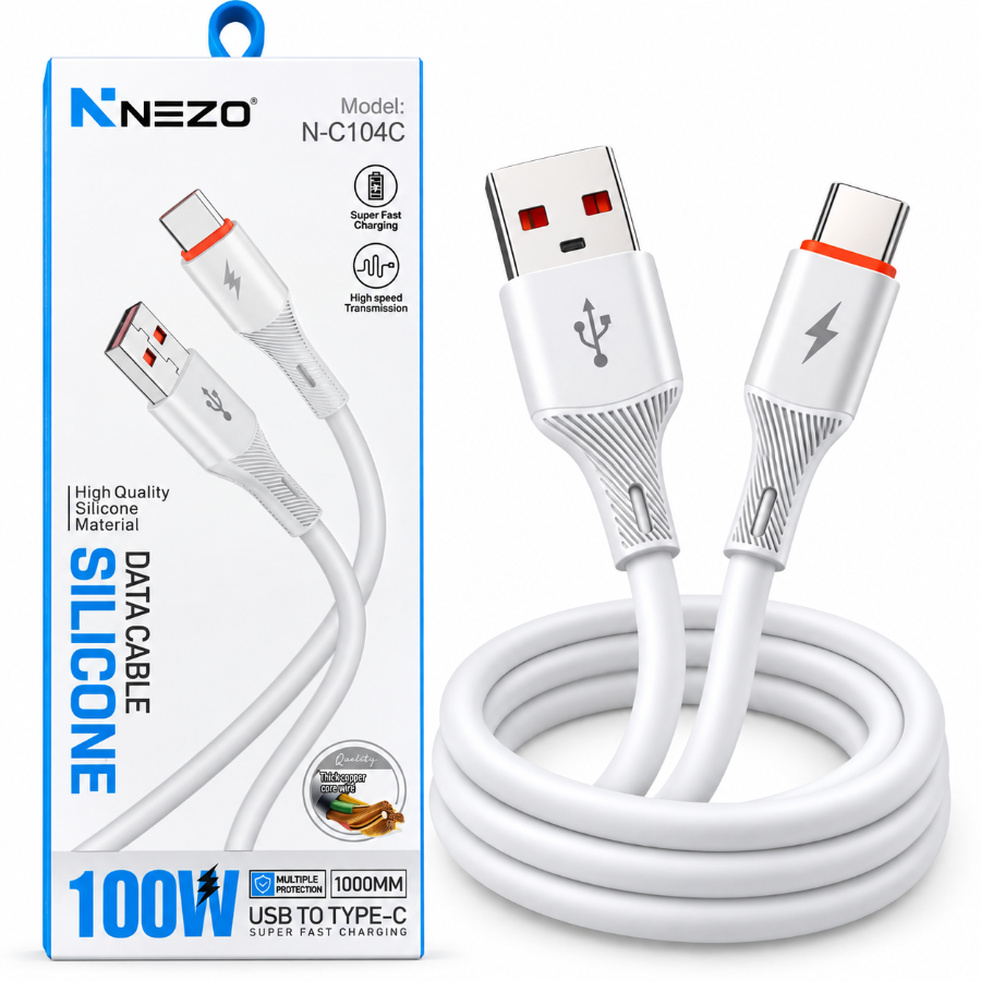 NEZO N-C104C 1M USB-A to Type-C Cable 100W – Silicone Fast Charging & Data Cable