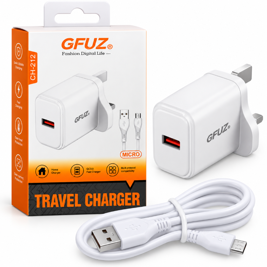 GFUZ CH-212 Travel Charger 5V USB Wall Charger with Micro USB Cable