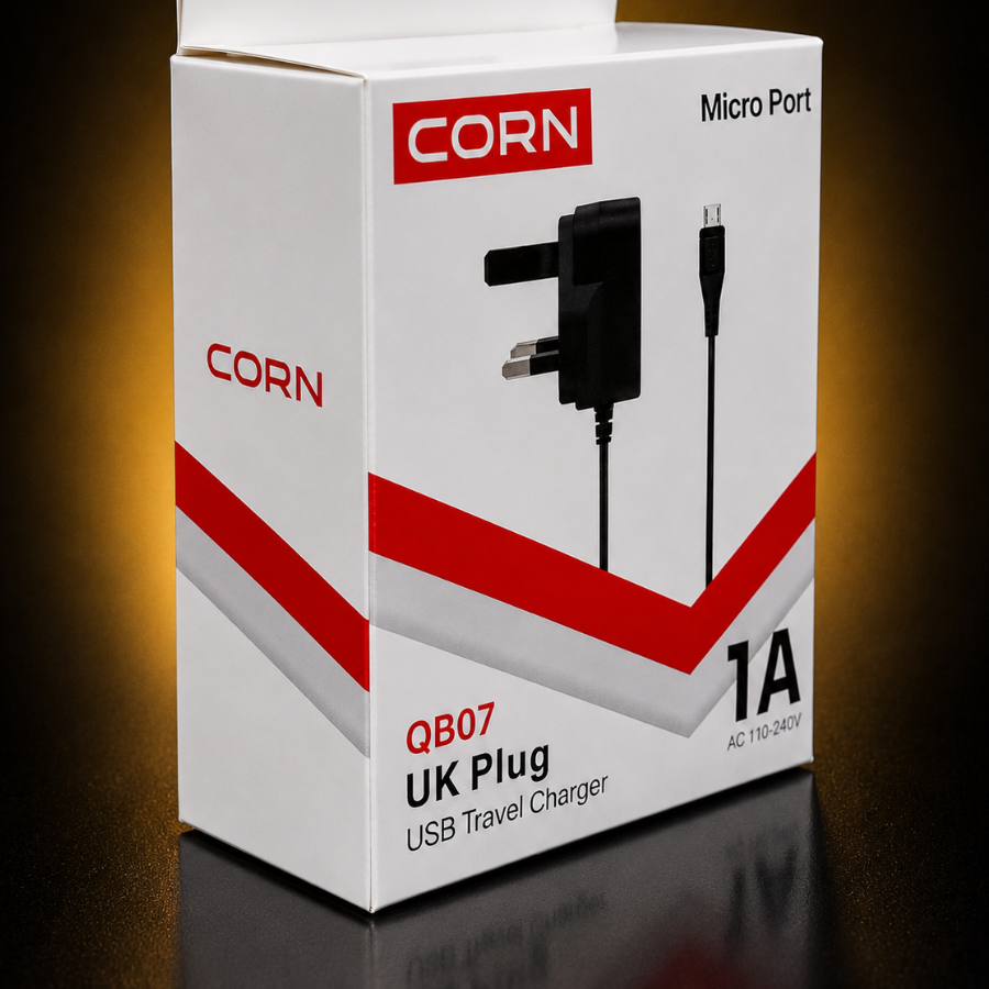 CORN QB07 UK Plug USB Travel Charger with Micro USB Cable