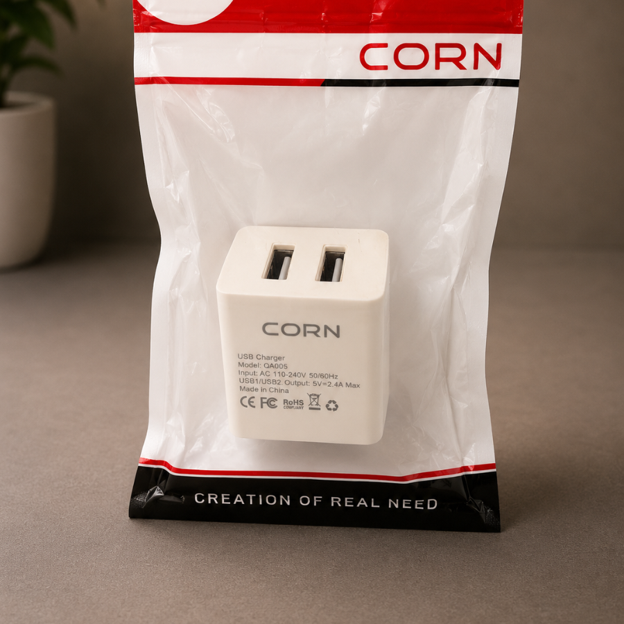 CORN Dual USB Wall Charger 2.4A