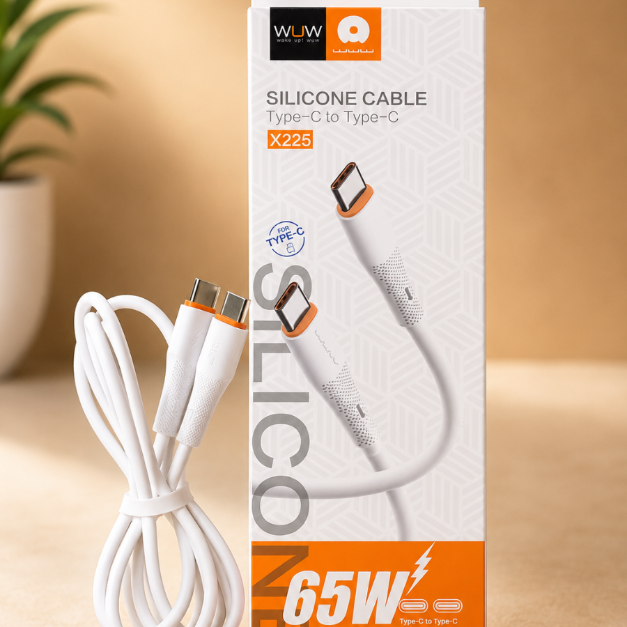 WUW X225 65W Silicone Type-C to Type-C Fast Charging Cable